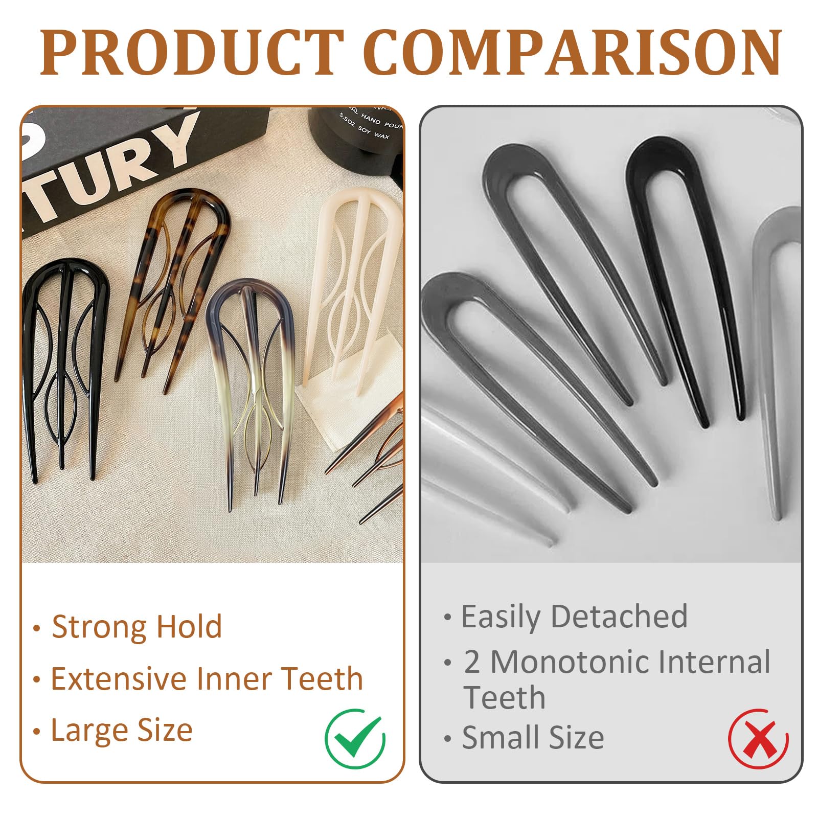 Hongliang U-shaped pins suit all ages for easy, everyday styling.