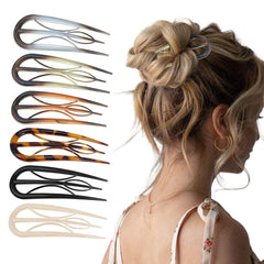 Hongliang tortoise-shell U-shaped hairpins secure buns with lightweight comfort.