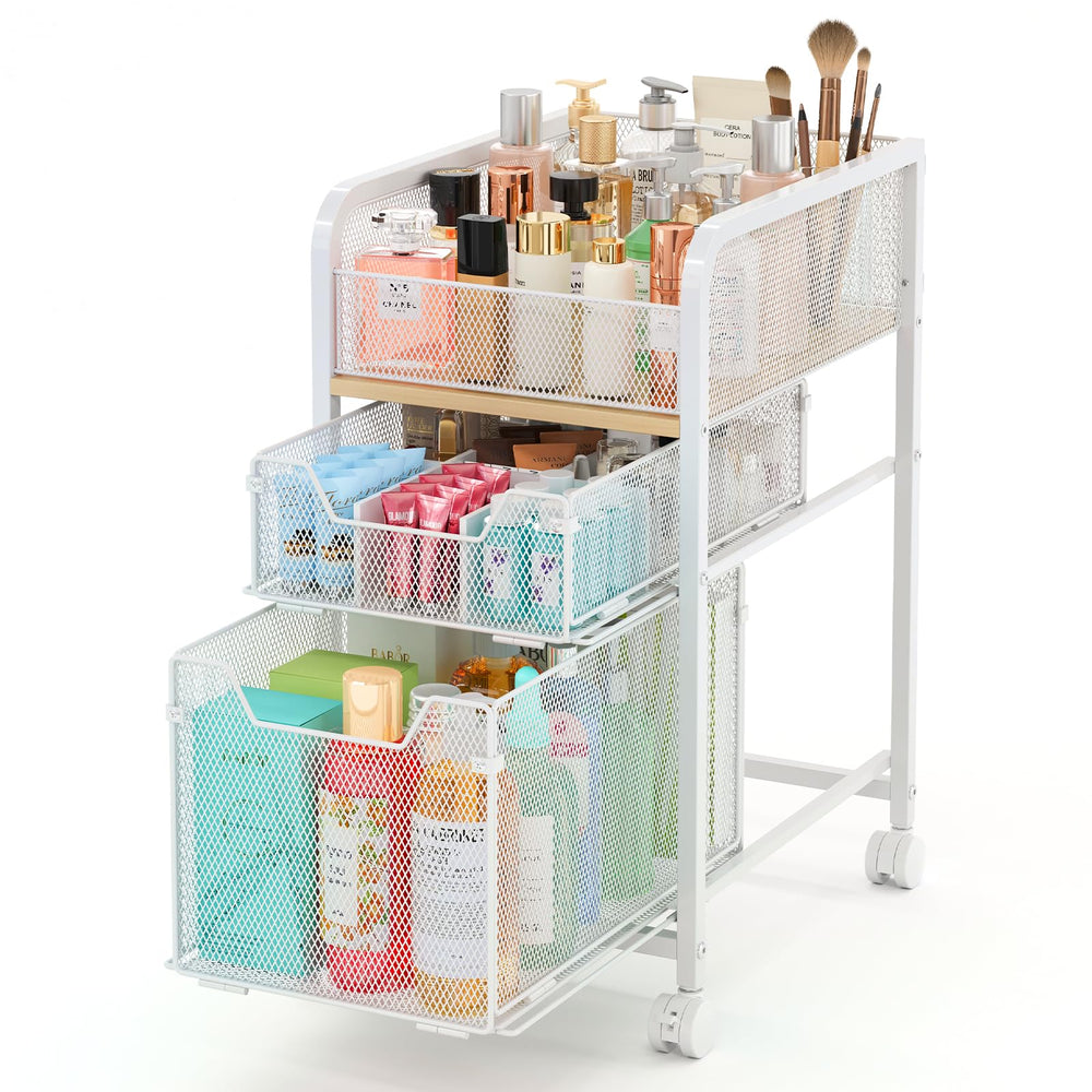 Hongtamoya cosmetics storage cart assembly highlights quick setup with labeled parts.