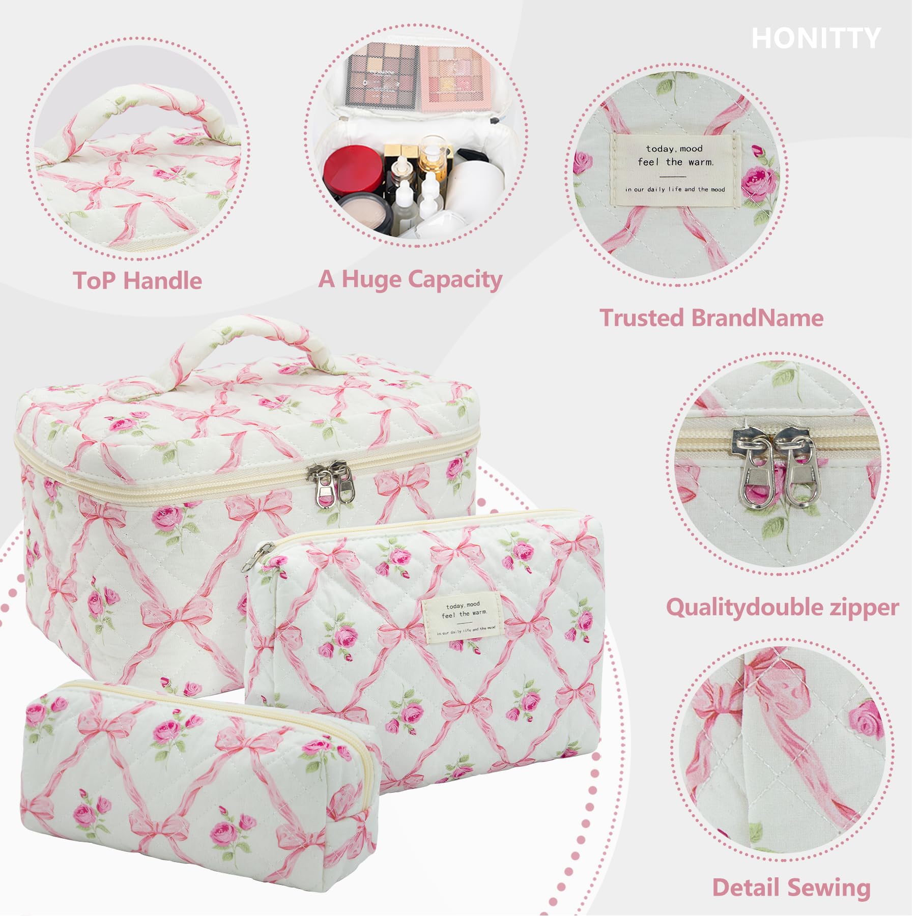 honitty cotton makeup bag features soft fabric and easy care
