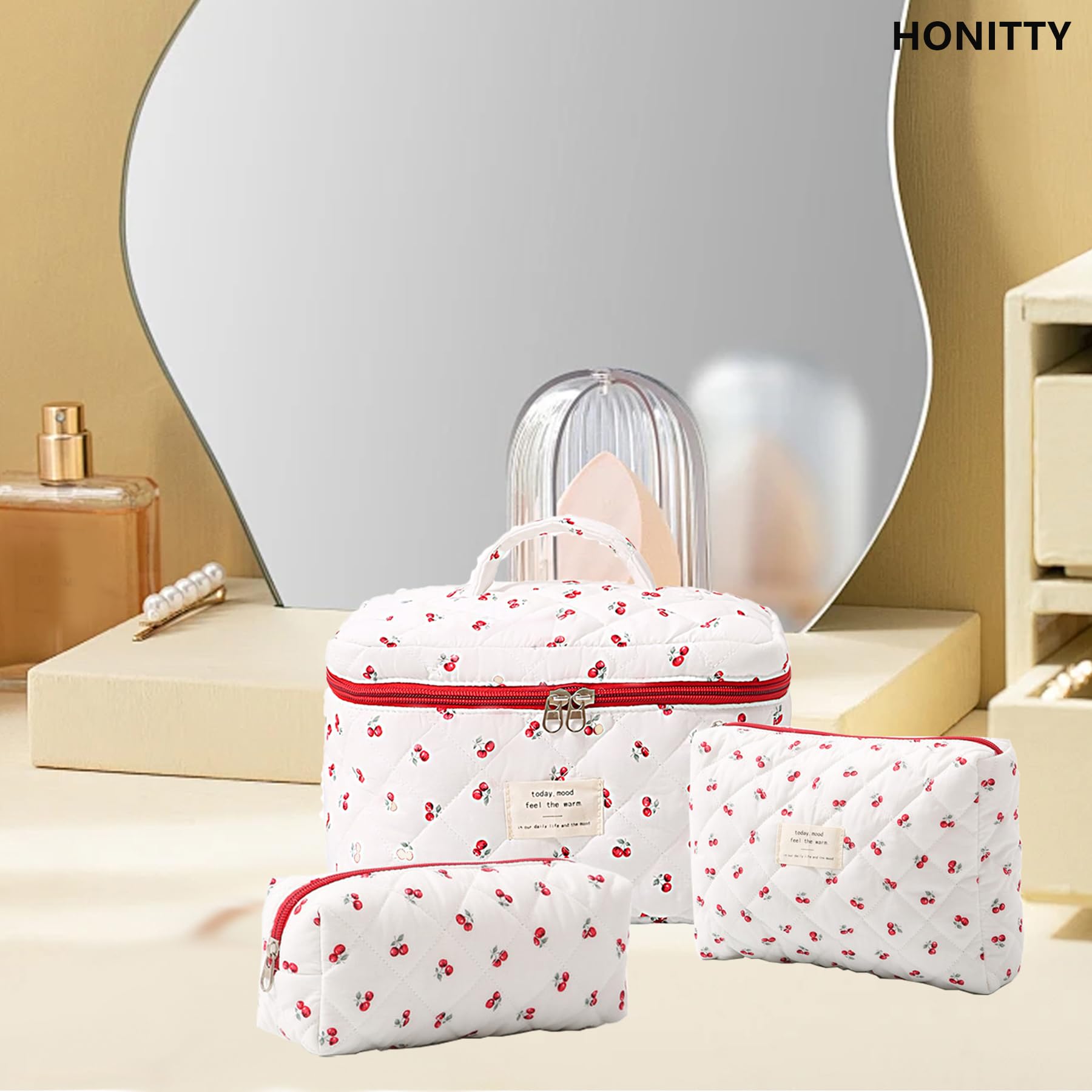 Honitty durable floral bag perfect travel toiletry companion.
