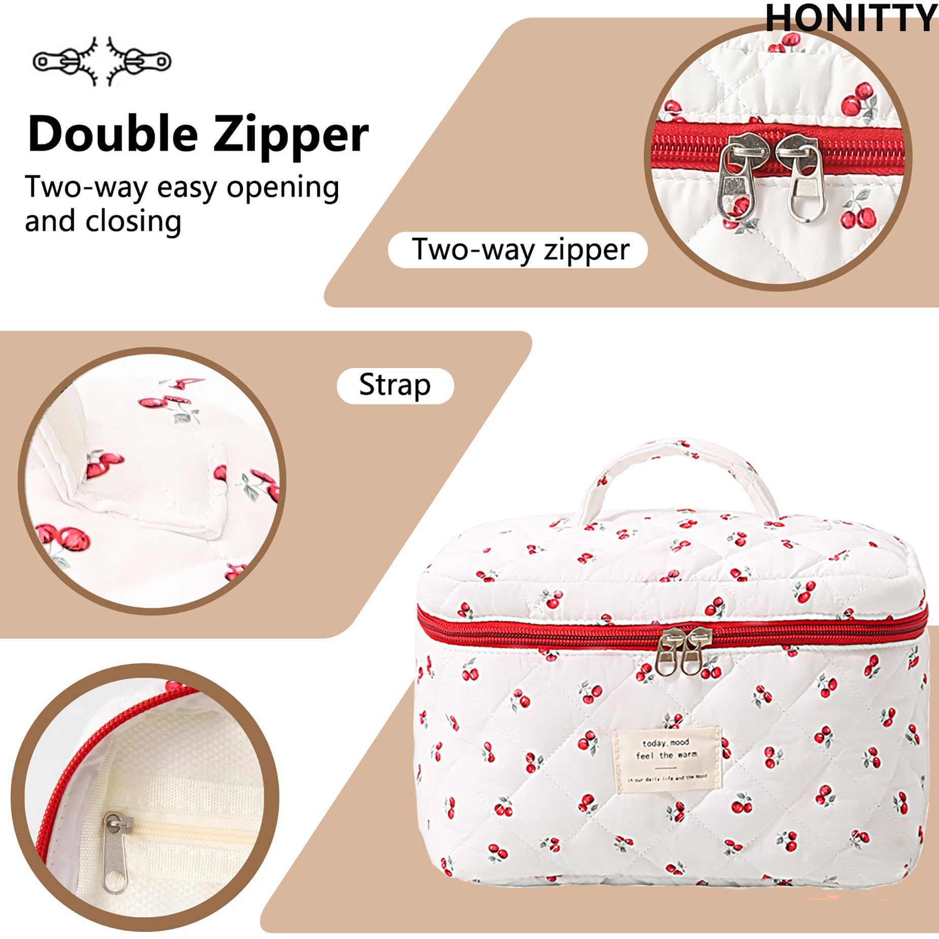 Honitty foldable travel cosmetic bag lightweight and easy to fit in luggage.