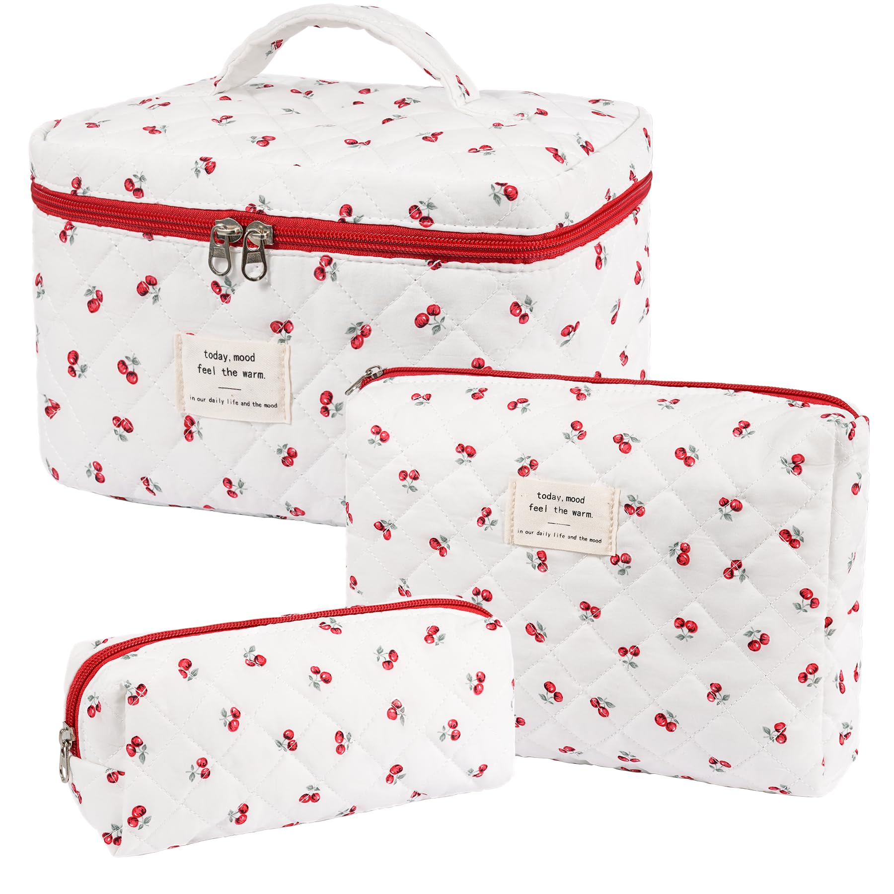 Honitty makeup bag floral quilted set offers organized storage for travel.