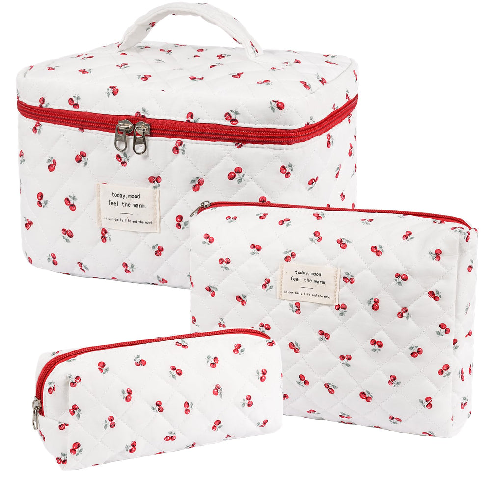 Honitty makeup bag floral quilted set offers organized storage for travel.