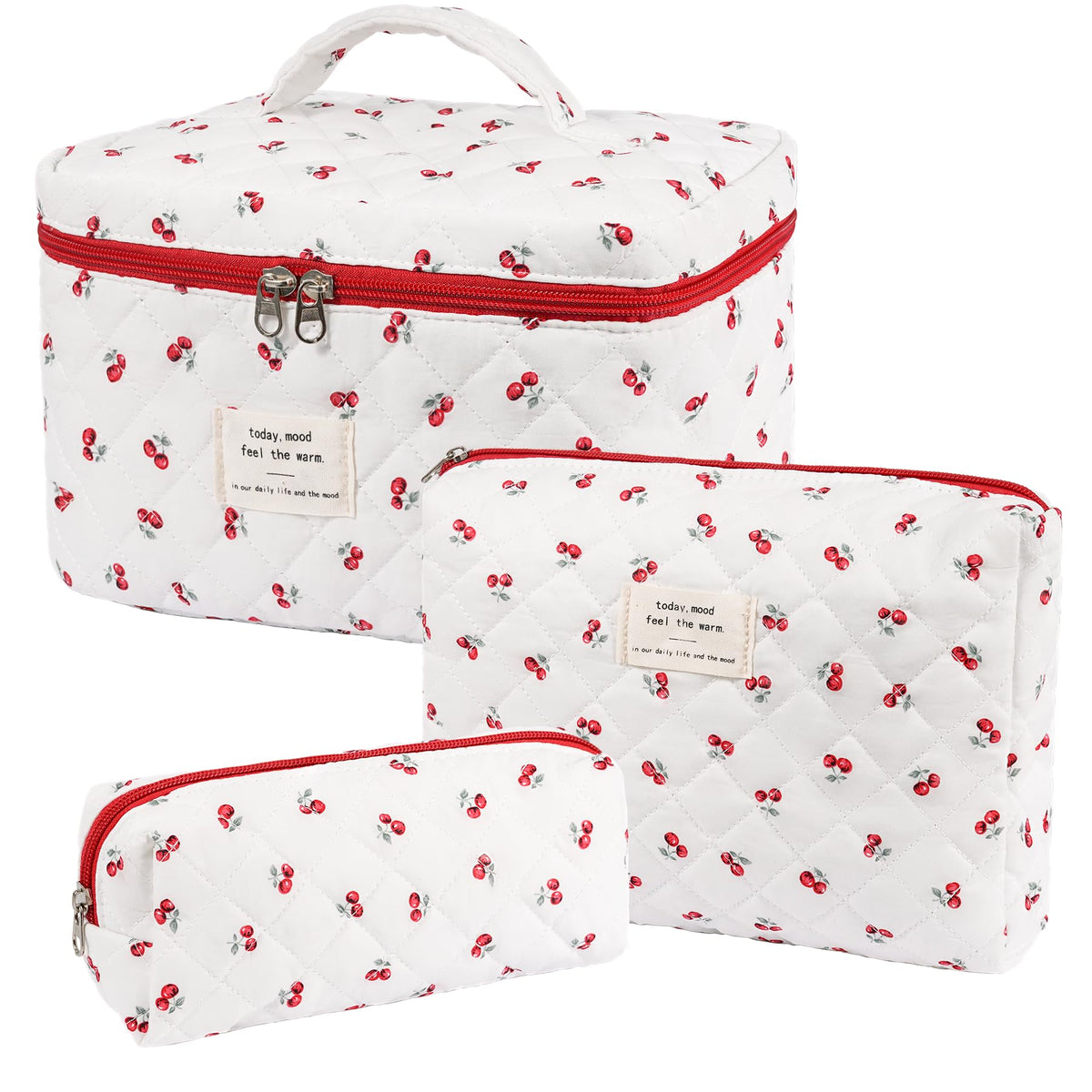 Honitty makeup bag floral quilted set offers organized storage for travel.