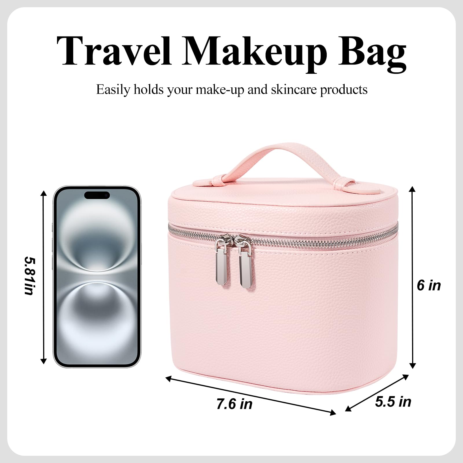 Honitty makeup bag handle design, easy carry for on-the-go vanity
