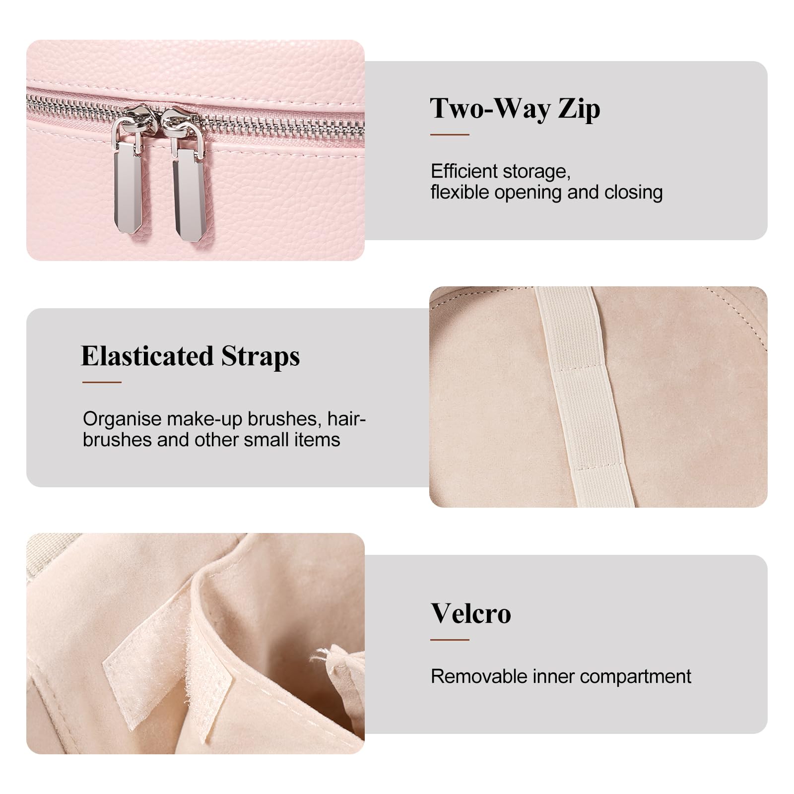 Honitty makeup bag PU material, soft leather feel and durable shell protects items