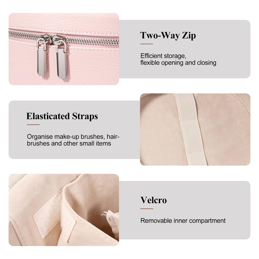 Honitty makeup bag PU material, soft leather feel and durable shell protects items