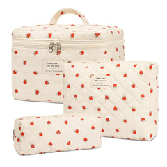 honitty makeup bag with quilted floral pattern for organized cosmetics on the go