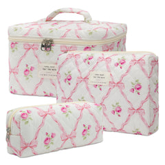 honitty quilted floral makeup bag for cosmetics storage with stylish storage