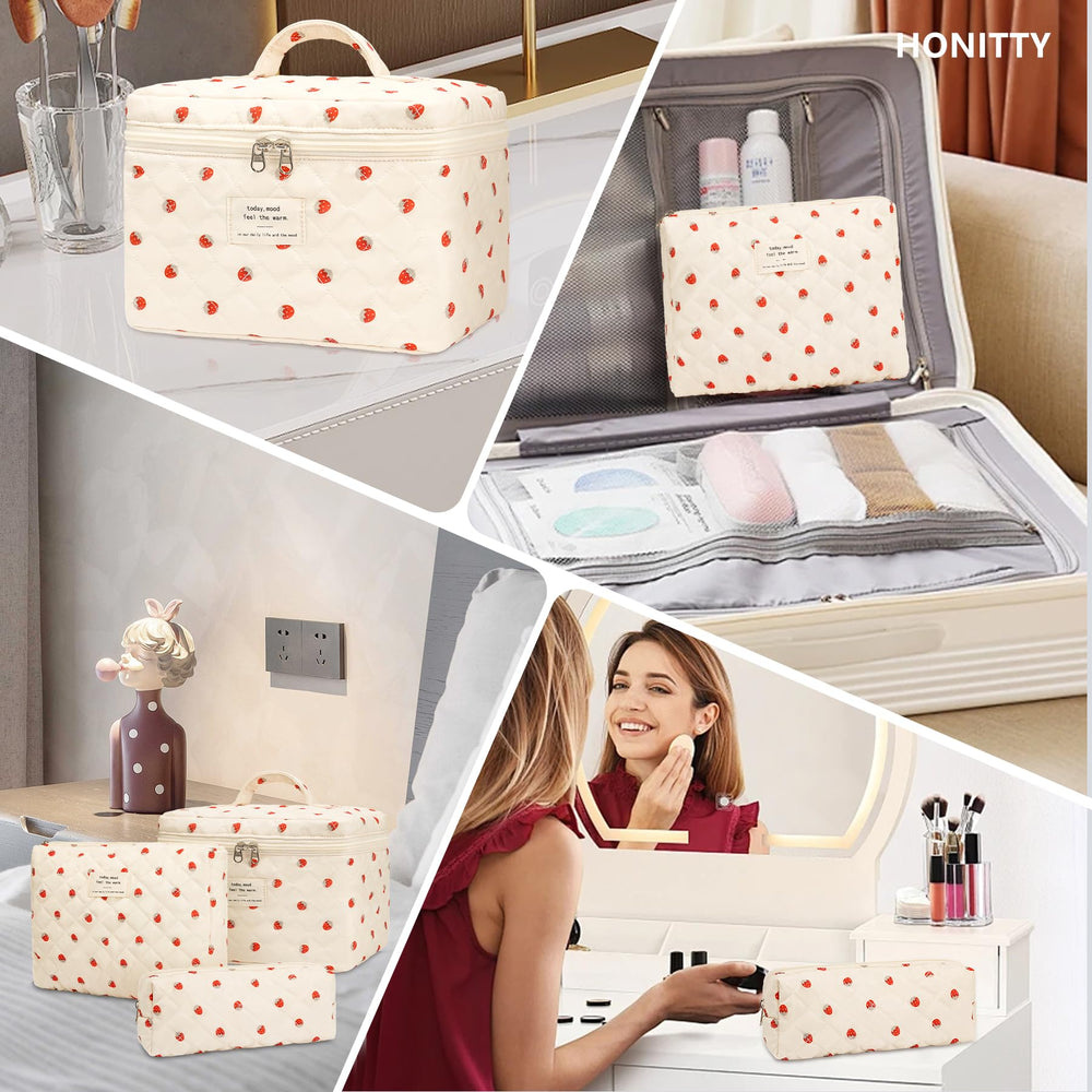 honitty makeup bag set uses durable fabric and smooth zipper