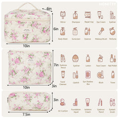 Honitty makeup bag three-piece set offers versatile sizes for travel and home