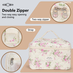 Honitty makeup bag upgraded zip detail ensures smoother daily access