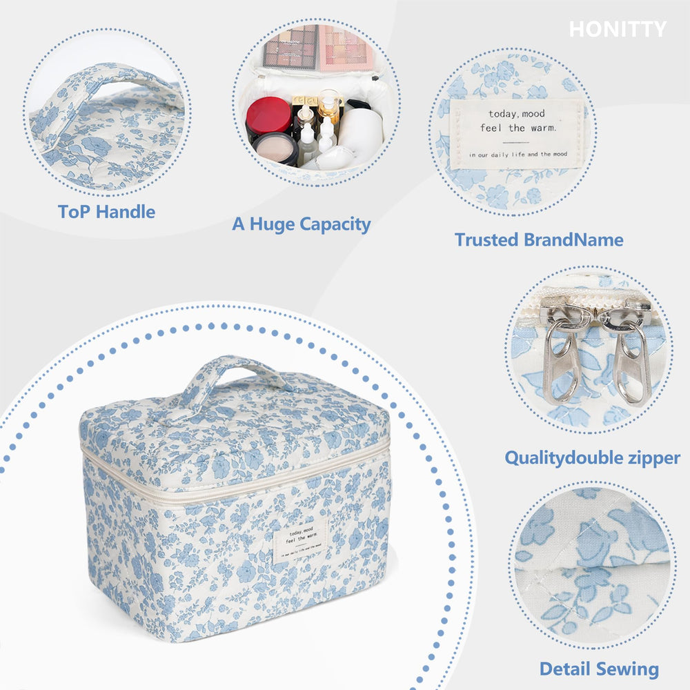 Honitty makeup organizer lid-compartment keeps items separated for quick access