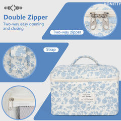 Honitty travel cosmetic bag lightweight fabric folds flat for easy packing