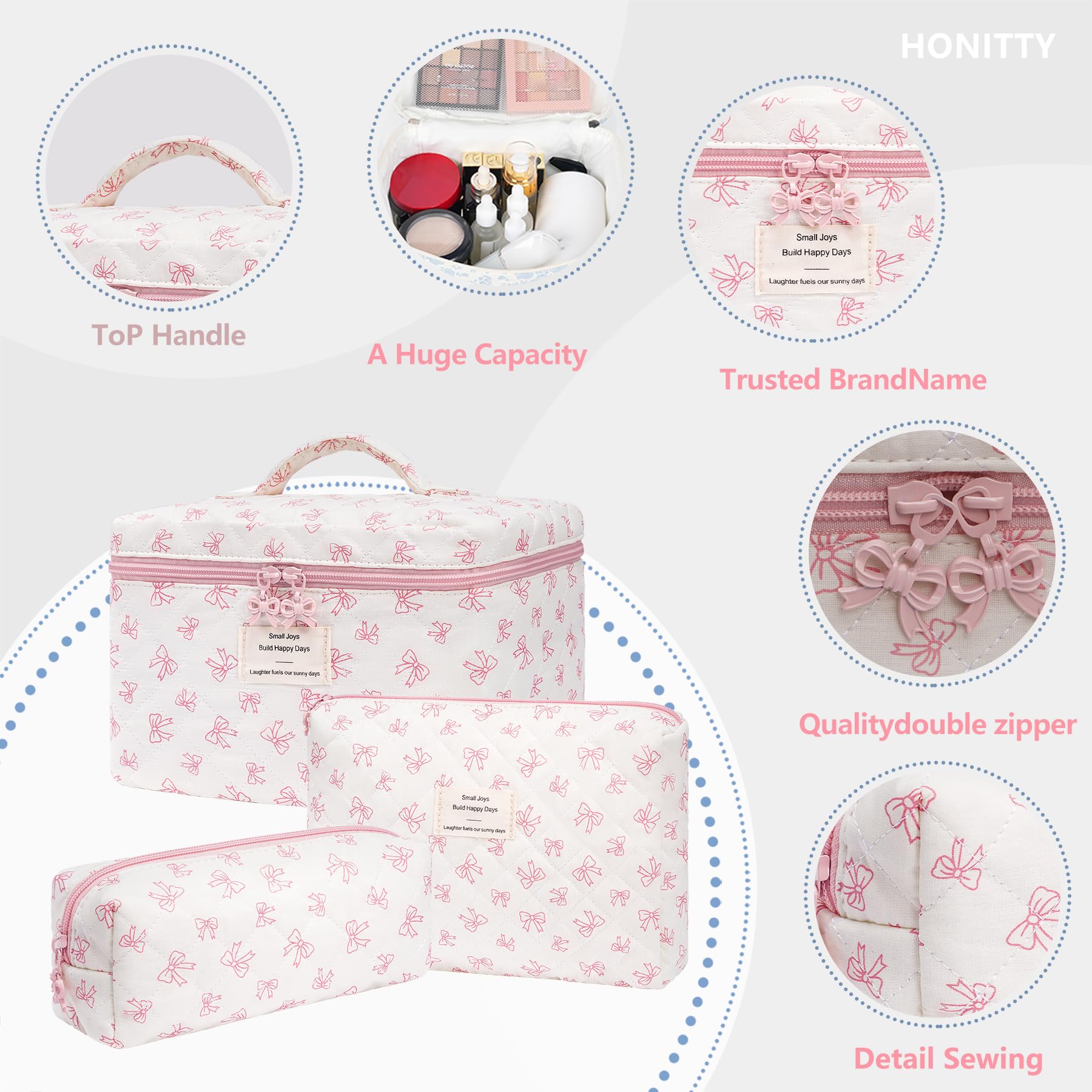 Honitty travel cosmetic bag soft-foldable, lightweight for easy packing