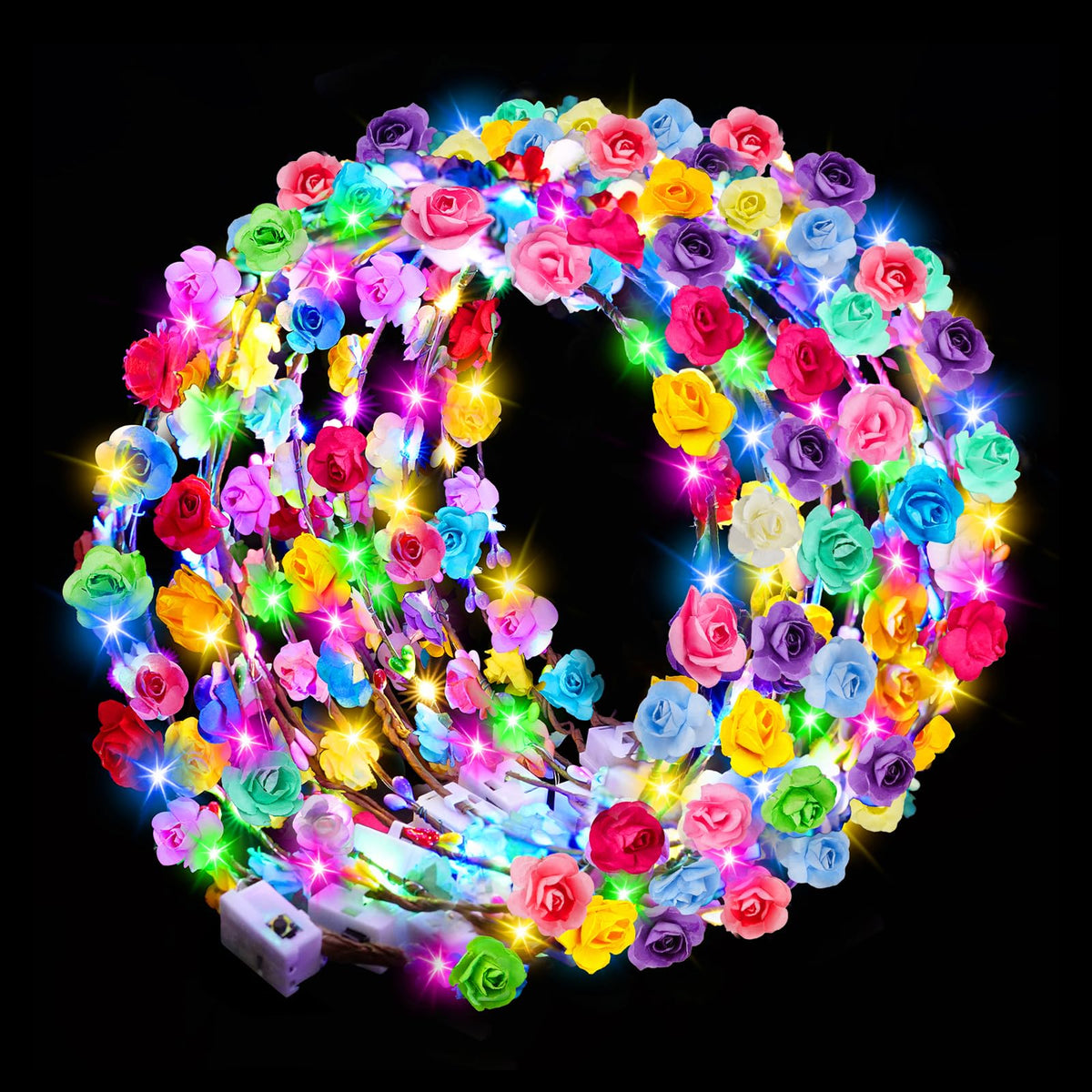 HONLYNE LED flower crown 24 pcs bright blooms for standout wedding photos.