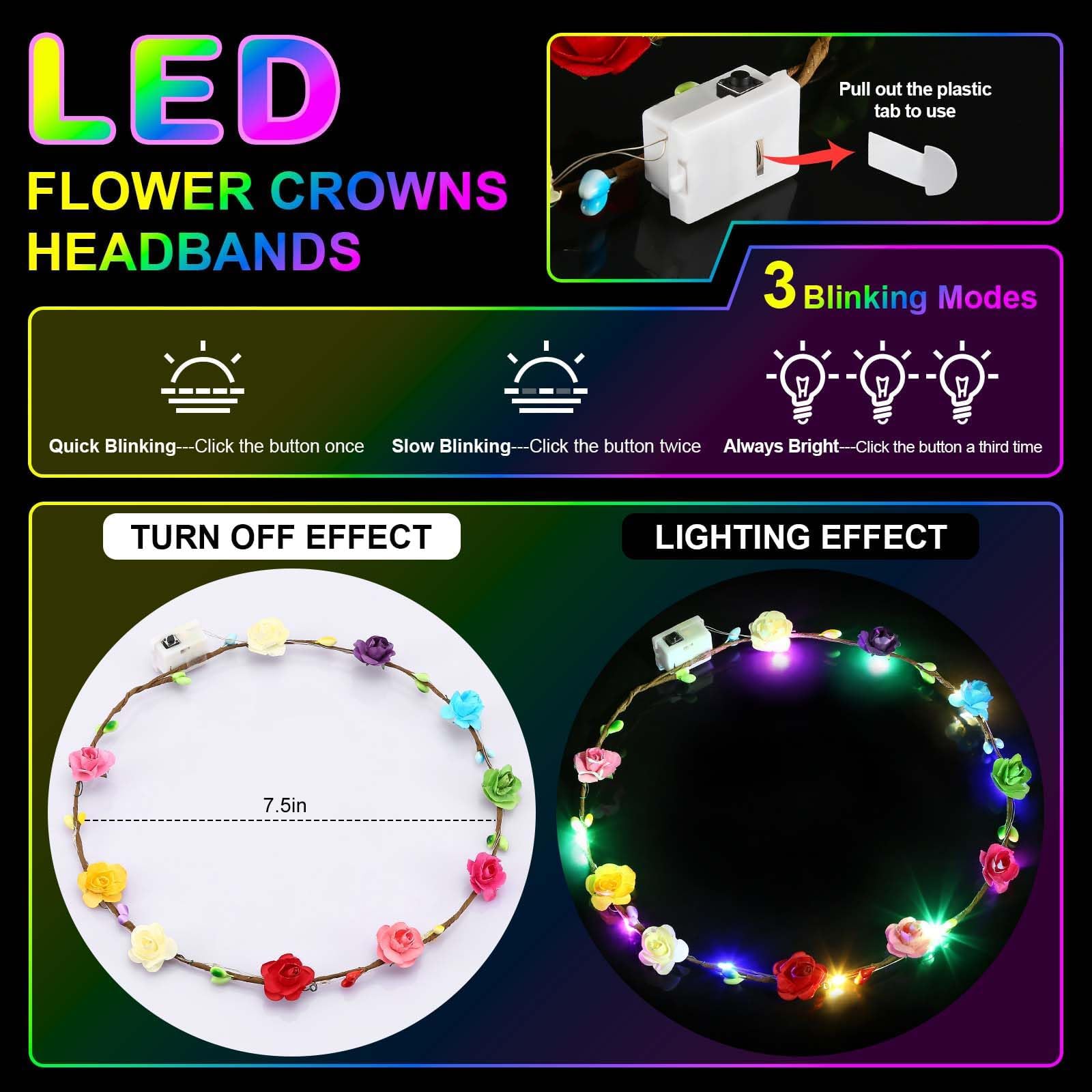 honlyne led flower crowns closeup leds highlighting bright details for photos