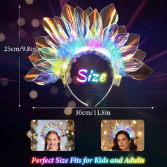 HONLYNE LED Headband demonstrating 3 lighting modes for versatile looks.