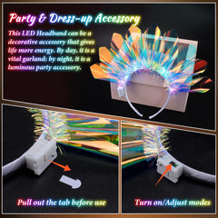 HONLYNE LED Headband close-up with multicolor LEDs for performances.