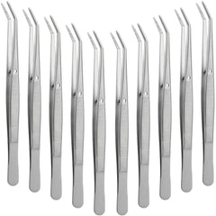 Honoson 10-pcs curved-tip tweezers pack for precise crafting and quick part handling.