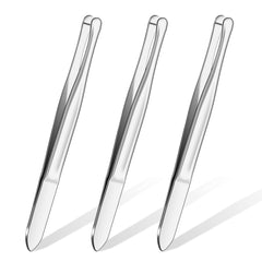 Honoson 3-piece round-tip tweezers set, front view, compact precision for hair removal.
