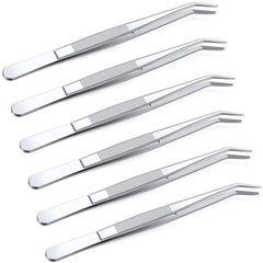 Honoson 6 Pcs curved-tip tweezers set; curved serrated tips for precise crafting.