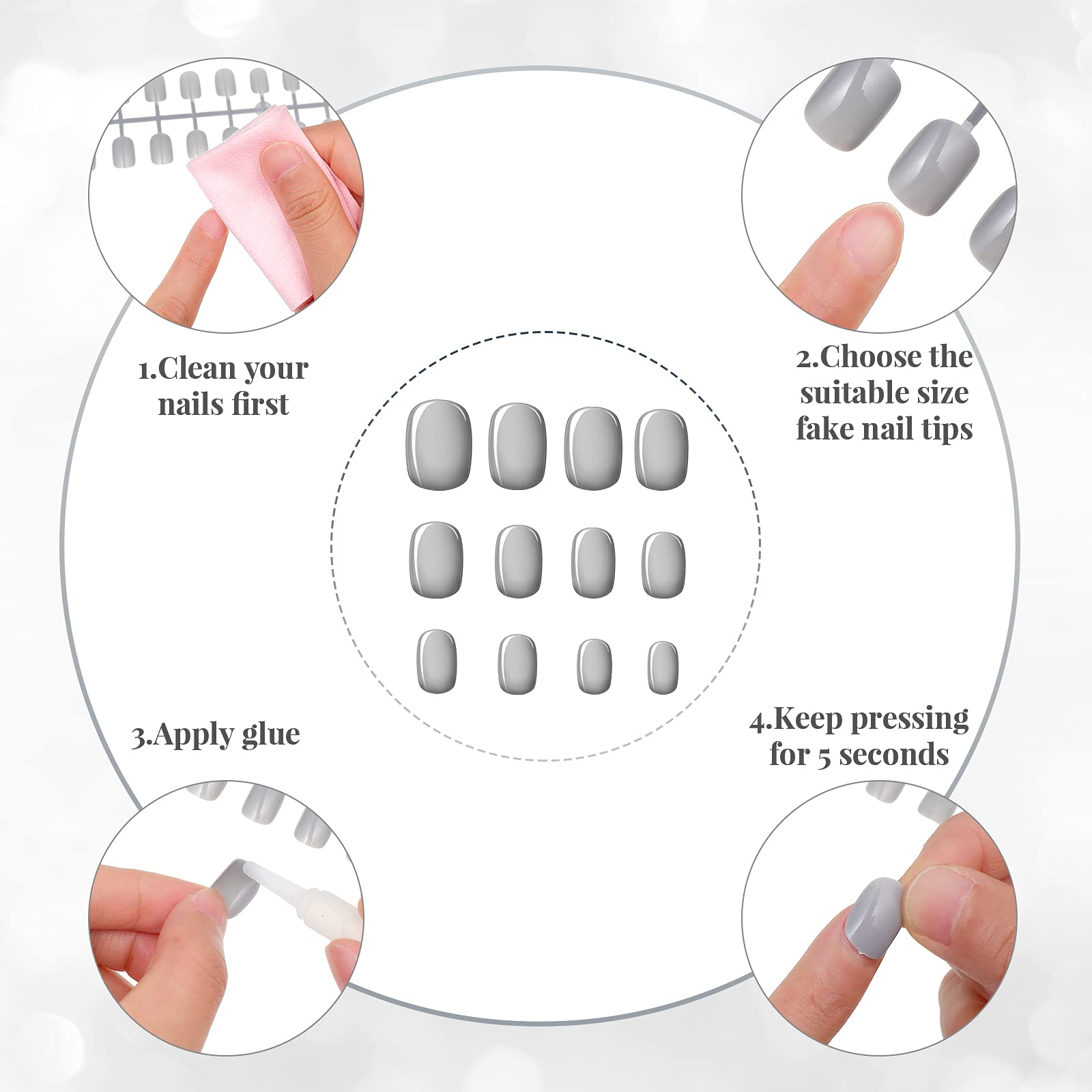 Honoson DIY nail-art kit with mixed sizes for custom nail art