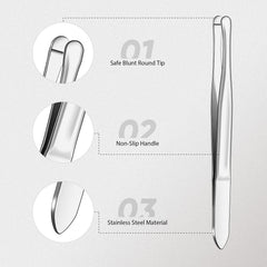 Honoson round-tip tweezers, precise grip for capturing tiny hairs.