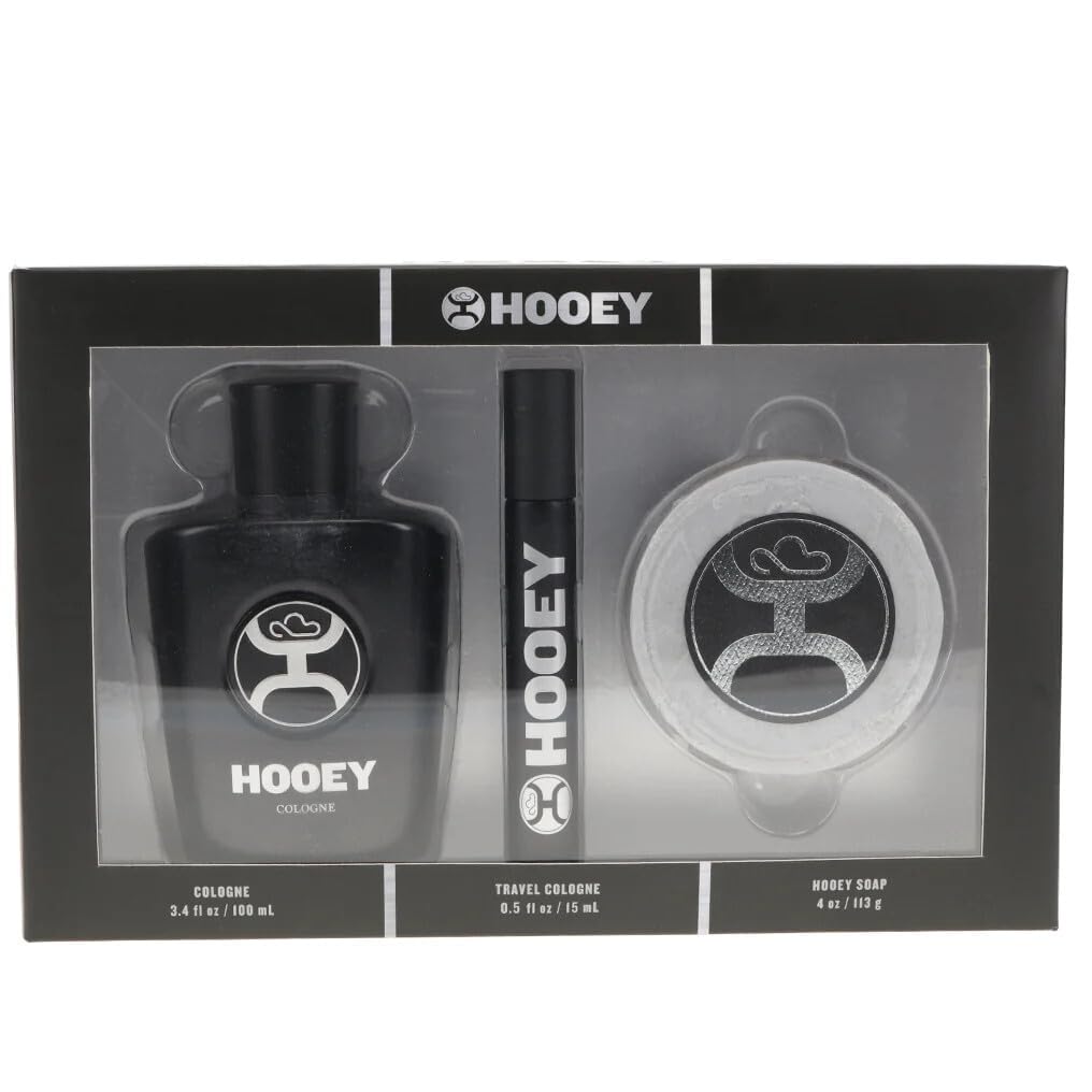 HOOEY cologne gift set packaging, rugged and gift-ready for holidays.