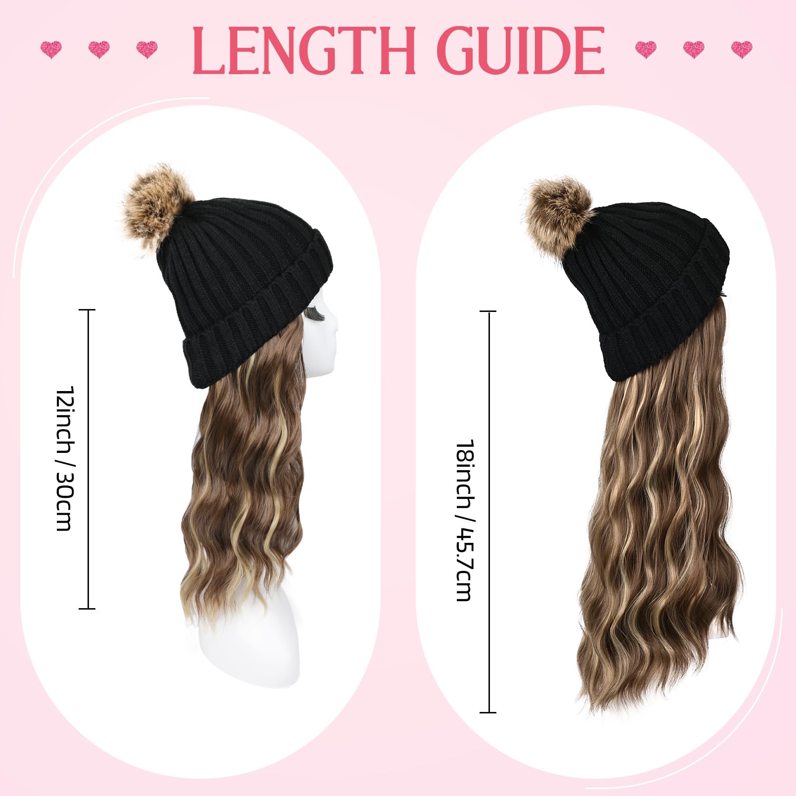 HOOJIH knitted beanie wig knit texture showcases cozy stretch and fit