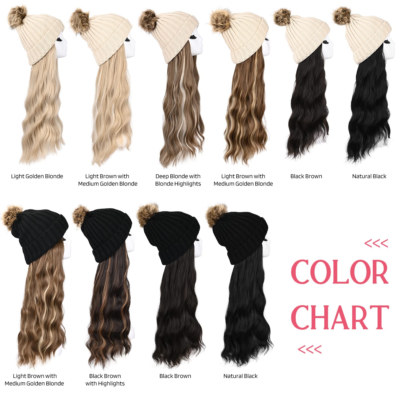 HOOJIH knitted beanie wig winter look paired with outfits