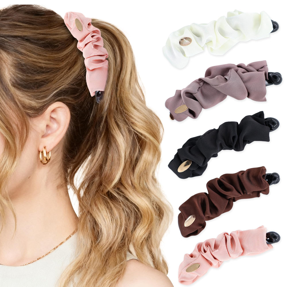 Hoojoot satin banana hair clip in black with secure hold for fine hair
