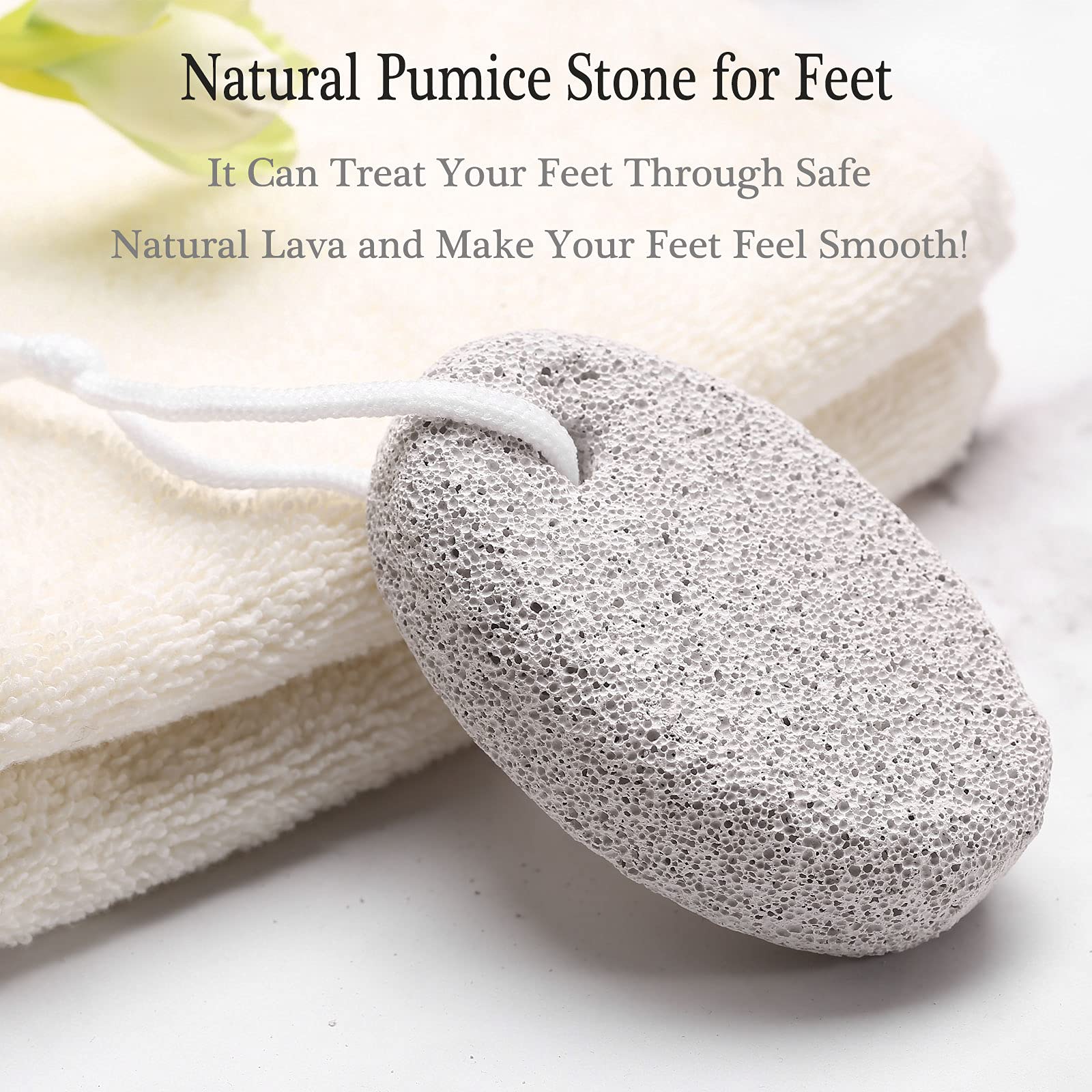 HOOMBOOM pumice stone features rope ring for dry storage and hanging