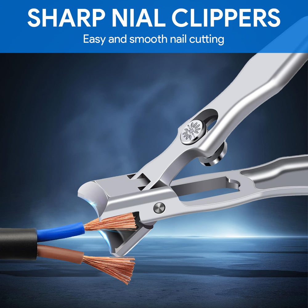 Hooyiyuux Lux German Nail Clippers with catcher keeps nails tidy during trimming.