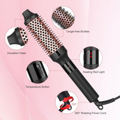 Hopopower curling brush 1-5-inch in-action demonstrates rapid, bouncy curls.