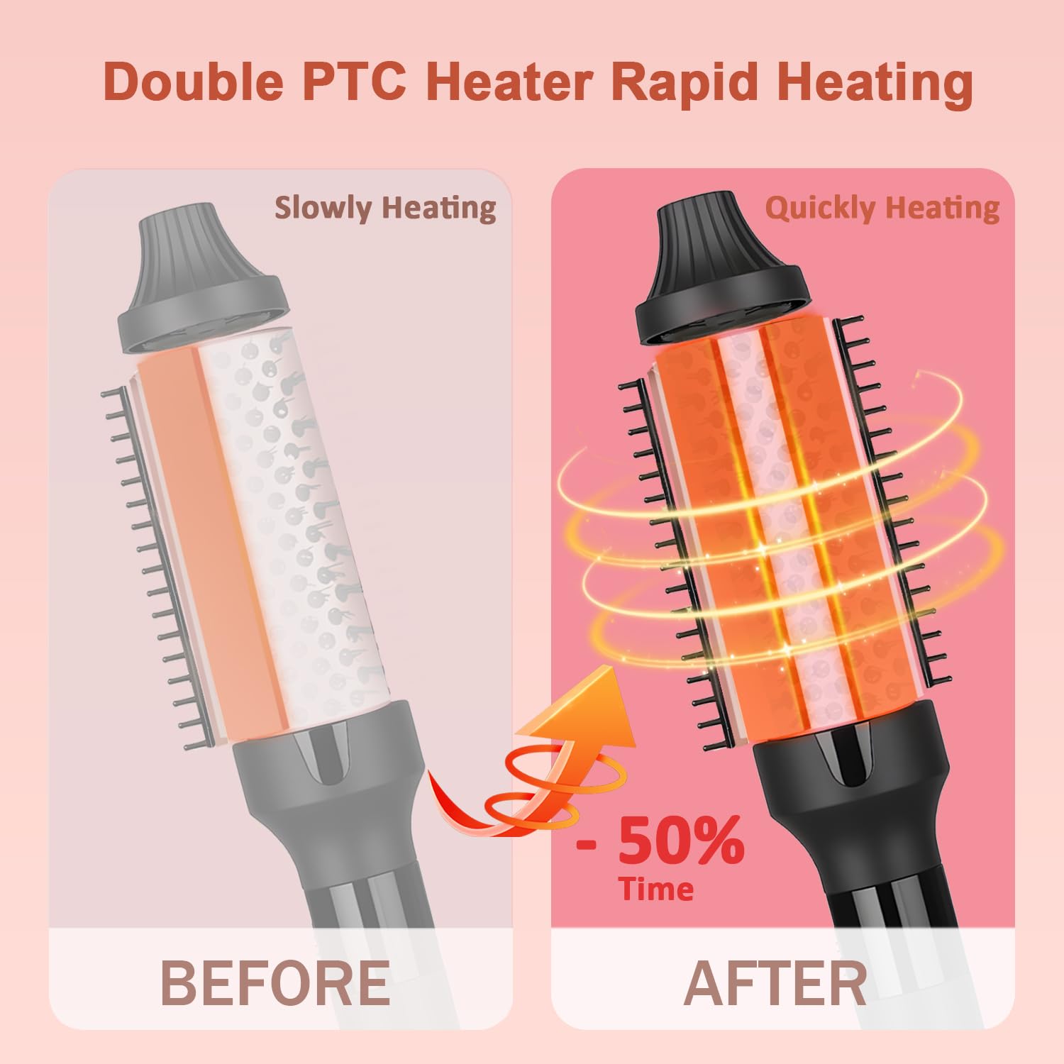 Hopopower ptc-heating technology heats quickly for efficient styling.