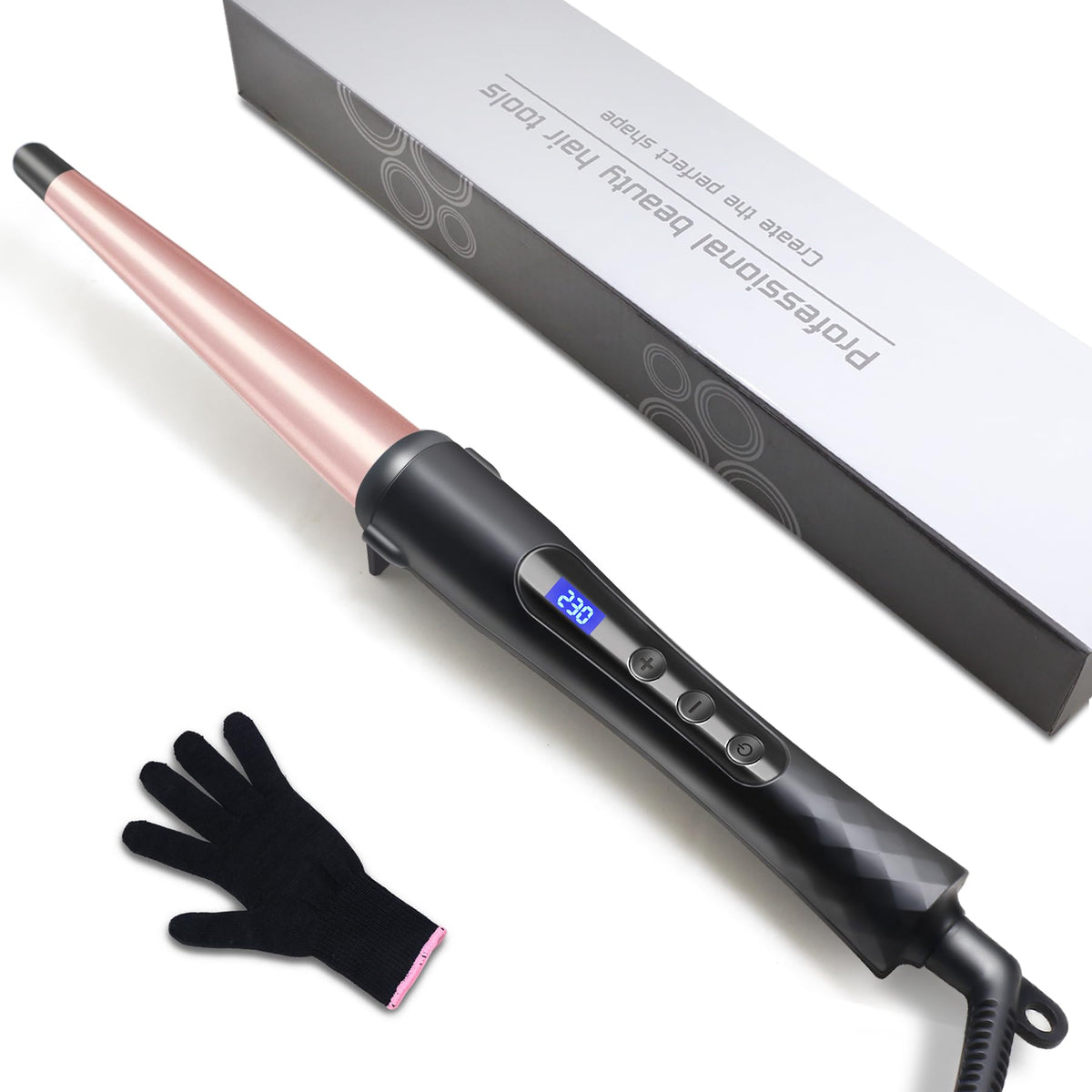 Hopopower hair curling wand with tapered barrel for versatile curls quickly.