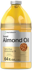 Horbäach Sweet Almond Oil bottle provides rich hydration for skin and hair.