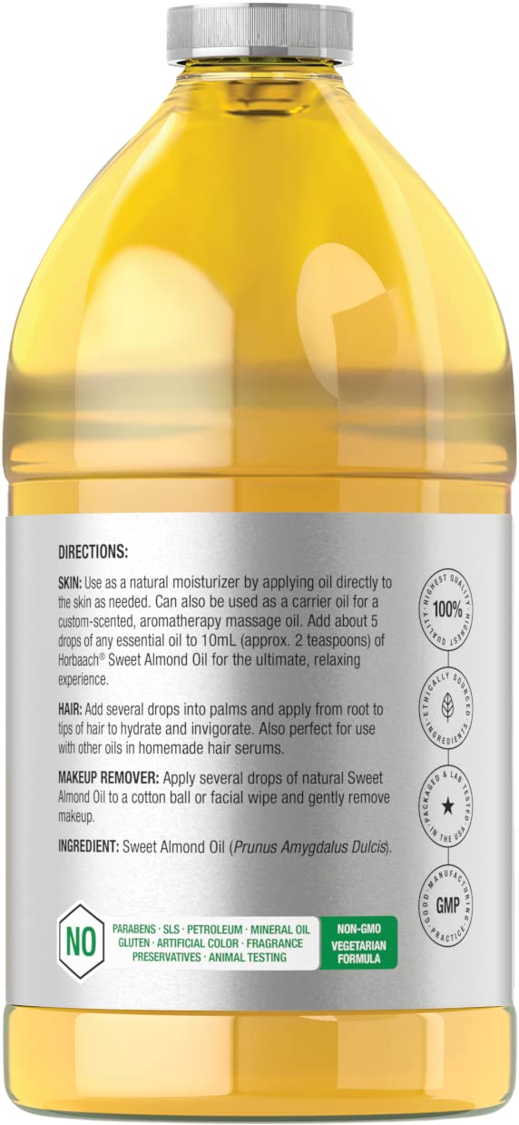 Horbäach Sweet Almond Oil pour demonstrates smooth application for daily skincare.