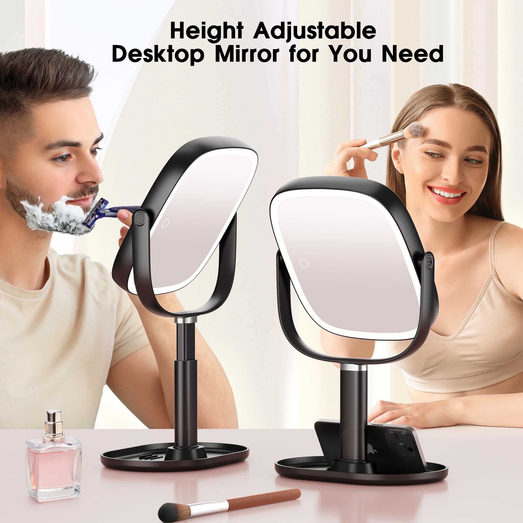 Horyliin makeup mirror offers 3-color lighting for day-to-night makeup transitions.