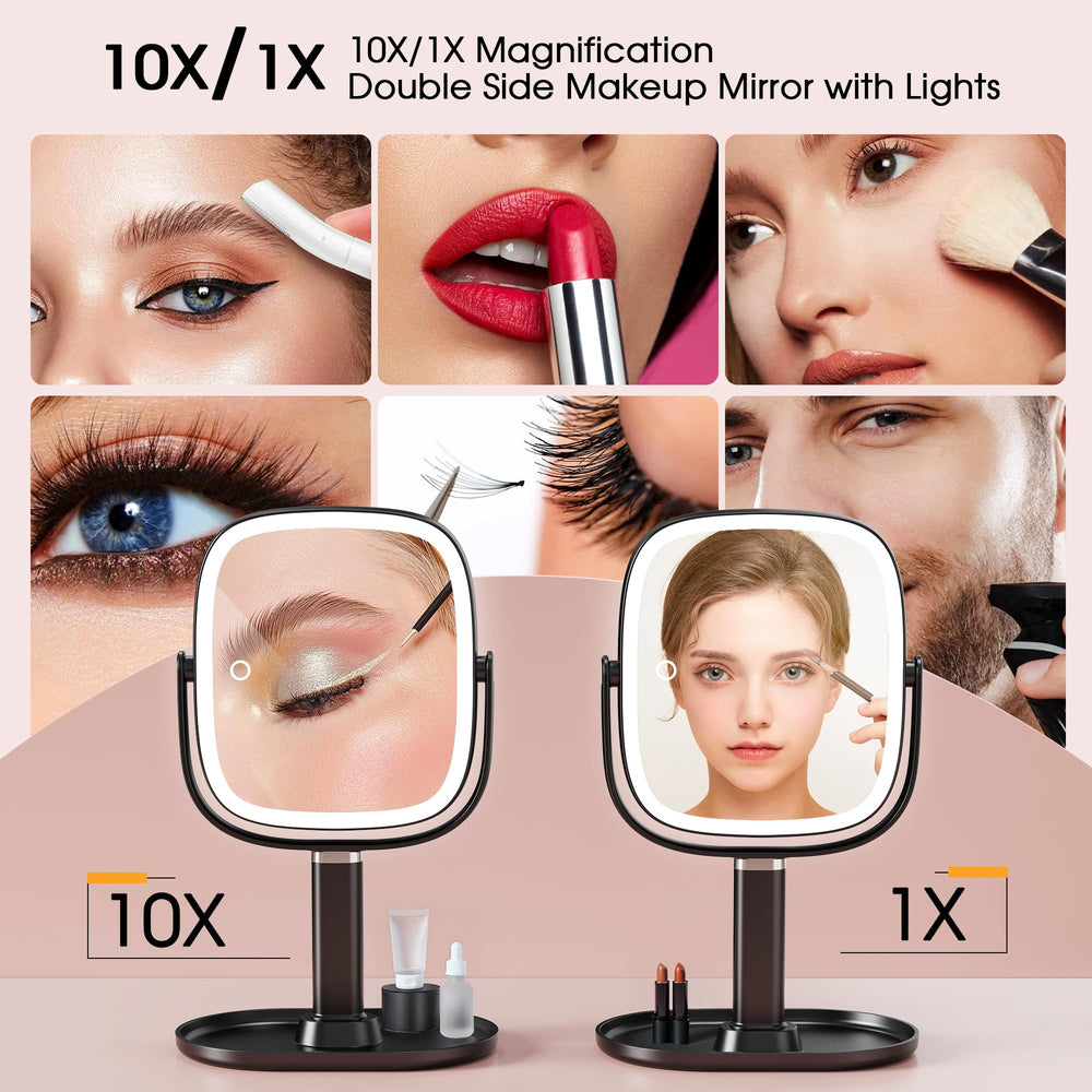 Horyliin makeup mirror 360° adjustable base for comfortable angles.