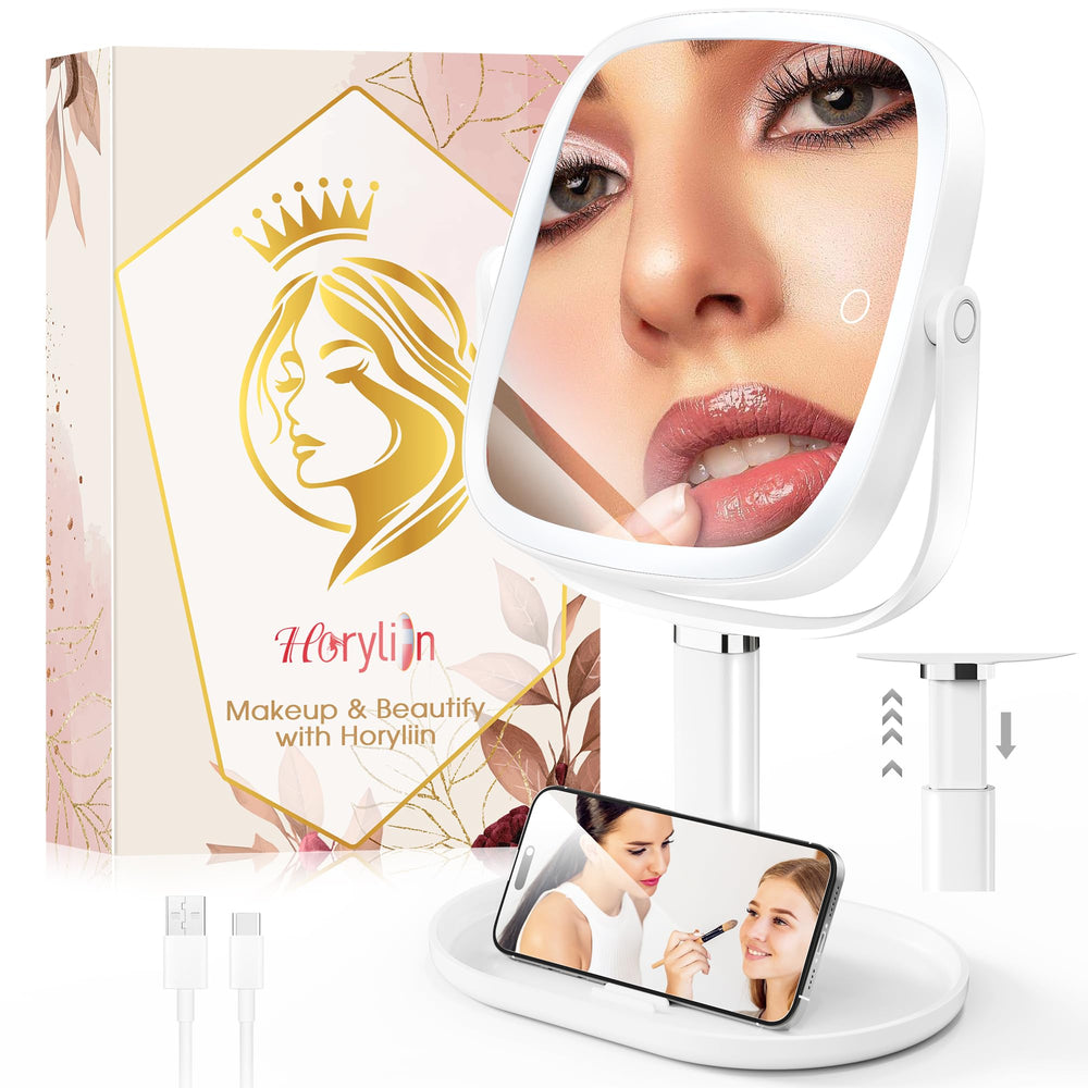 Horyliin makeup mirror with lights 10x magnification for precise lash and skincare checks