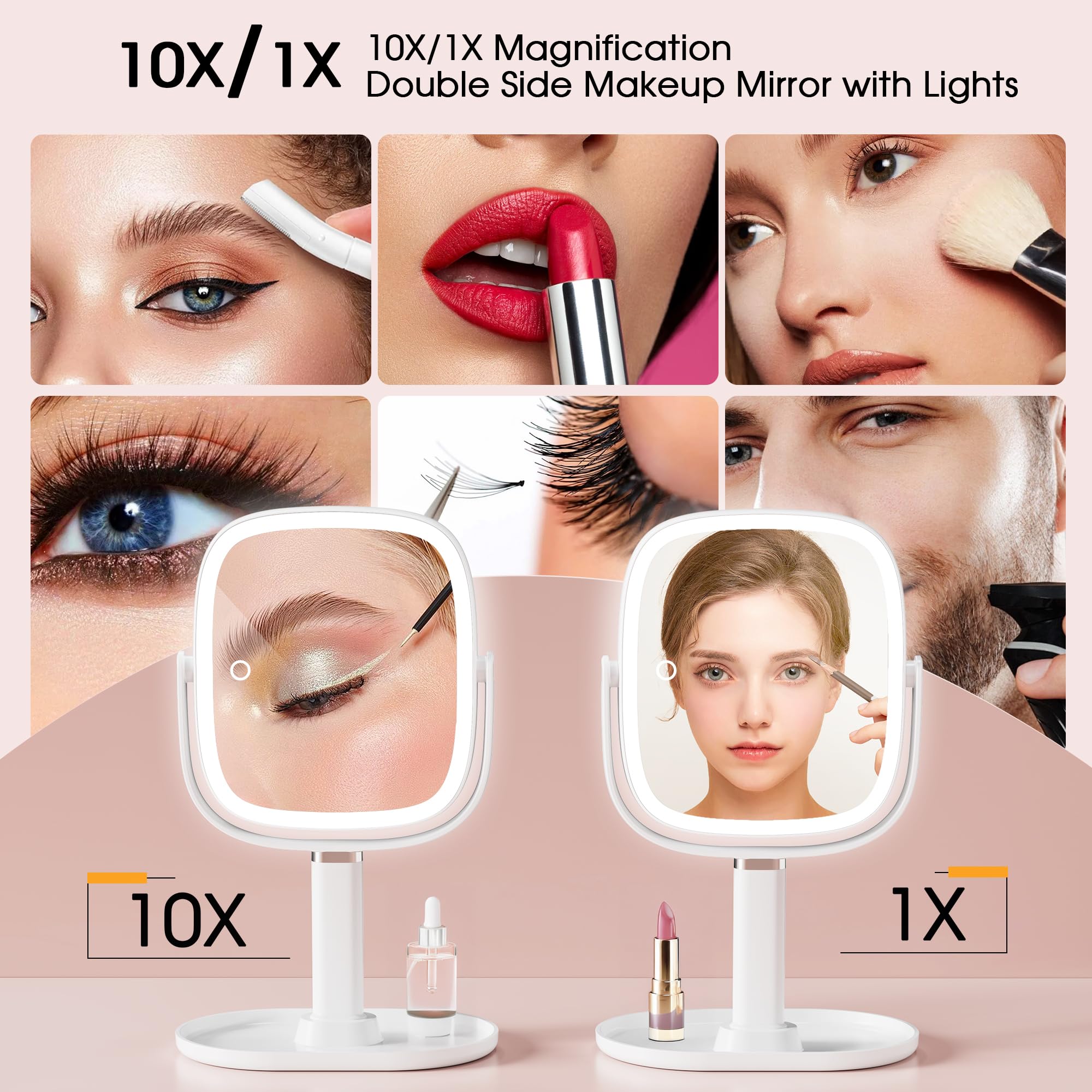 Horyliin makeup mirror lights touch-dimming for precise brightness control during routines