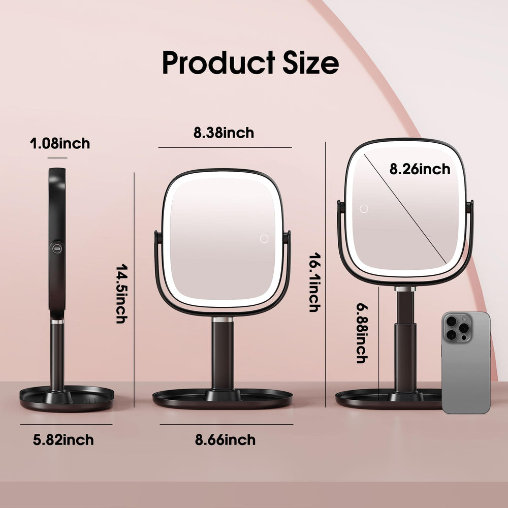 Horyliin makeup mirror with lights on desk setup supports easy skincare routines.