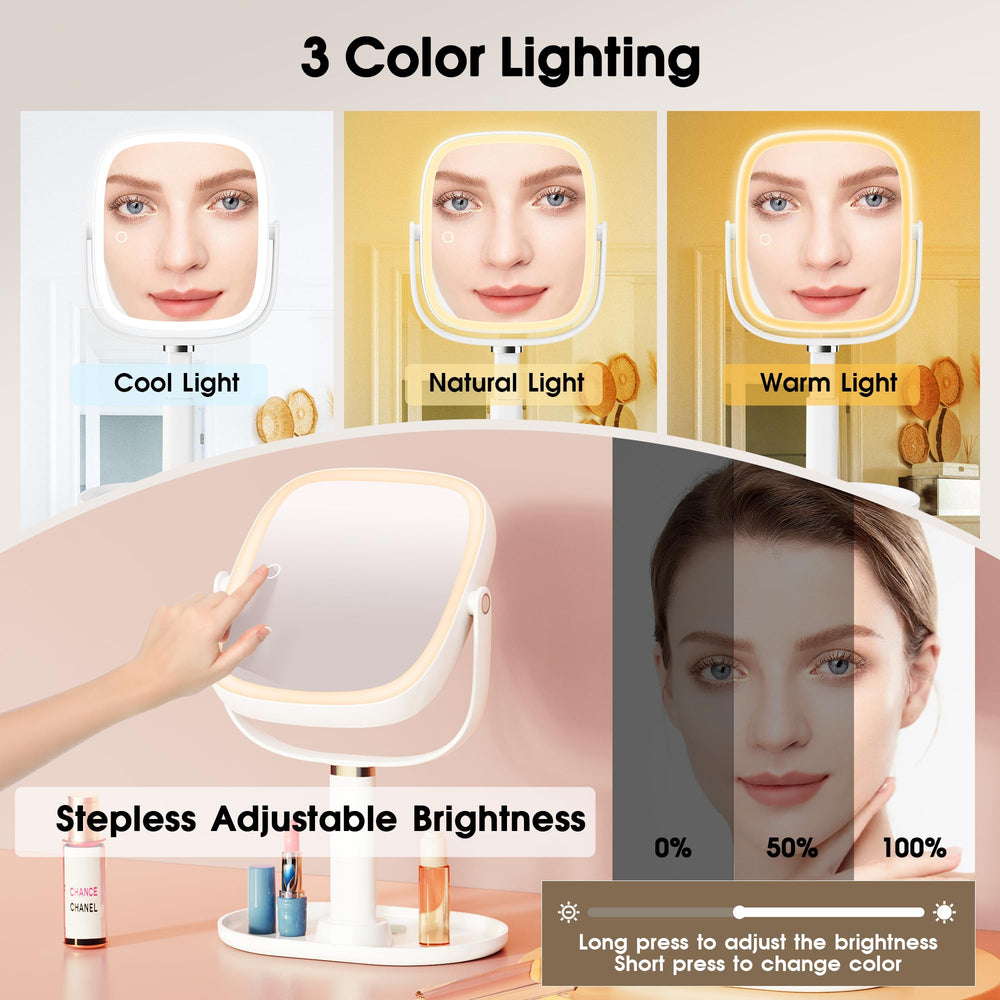 Horyliin makeup mirror with memory function recalls preferred brightness and color temperature