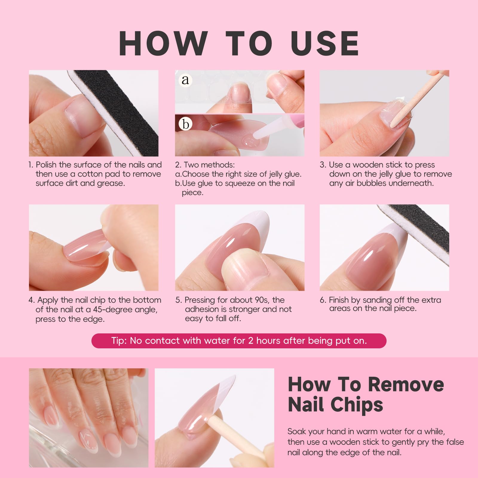 HOSAILY 3D Sakura nails on hand with soft flexible feel