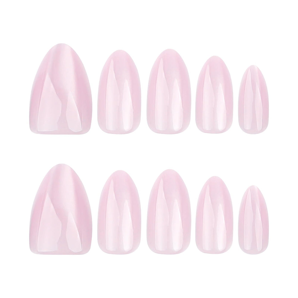 HOSAILY Baby Pink Cat Eye nails almond shape closeup, flattering everyday wear.
