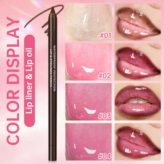 Hosaily brown lip liner paired with lip oils for defined, plump lips.
