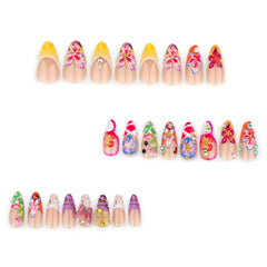 Hosaily colorful butterfly floral design press-on nails for vibrant summer style.